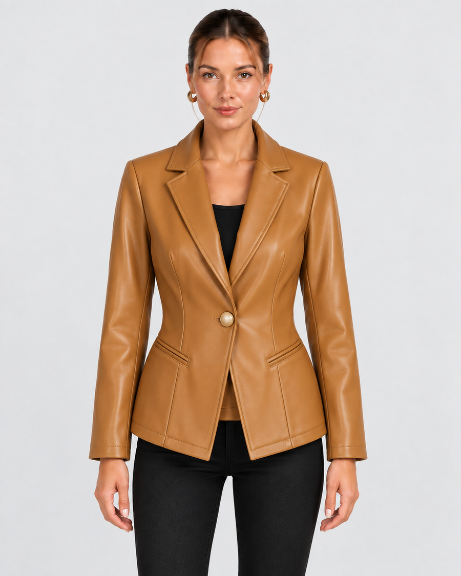 Wilhelmina-Regina | Women's Structured Leather Blazer