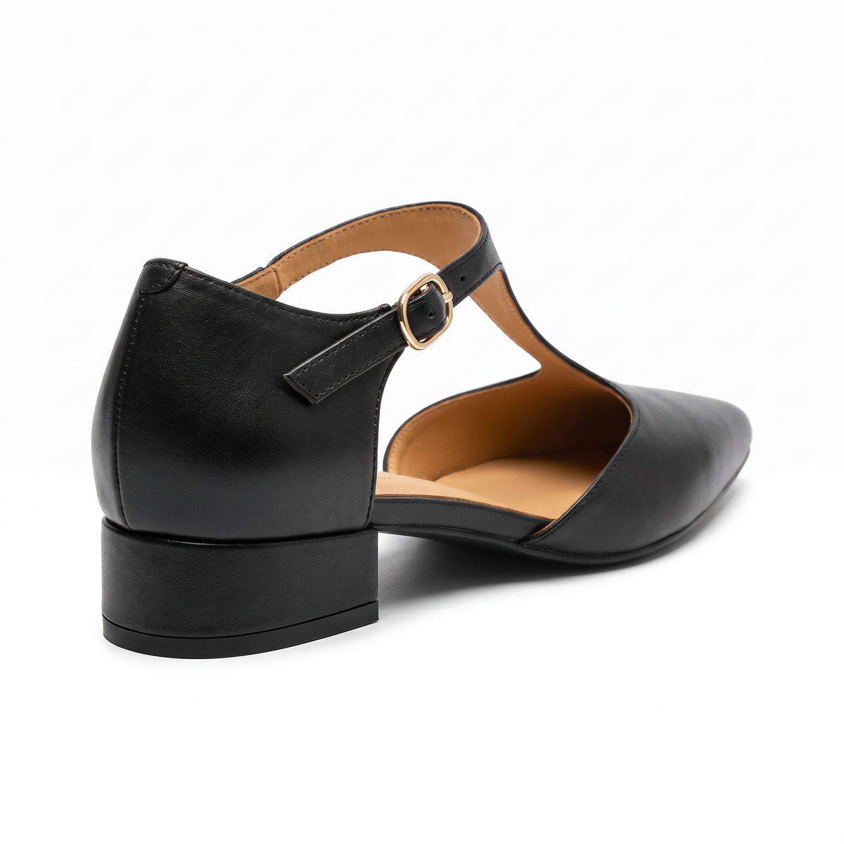 Alma-Cornelia | Women's T-Strap Pointed-Toe Buckle Heels