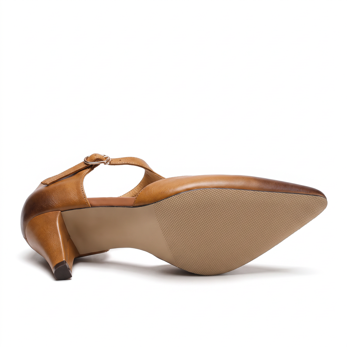 Alma-Cornelia | Women's T-Strap Pointed-Toe Buckle Heels