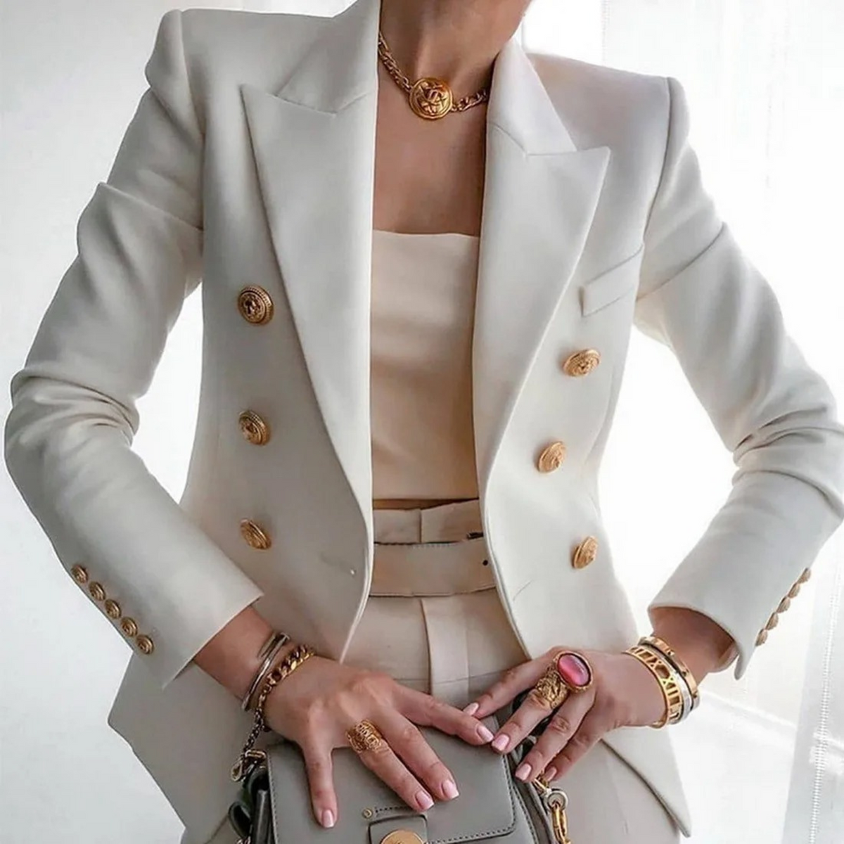 Odette | Women's Tailored Wool-Blend Double-Breasted Blazer