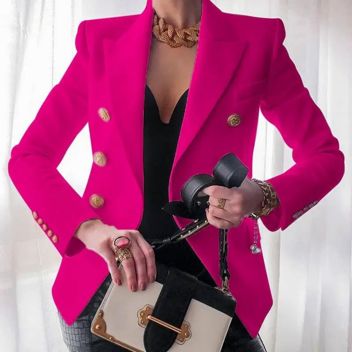 Odette | Women's Tailored Wool-Blend Double-Breasted Blazer