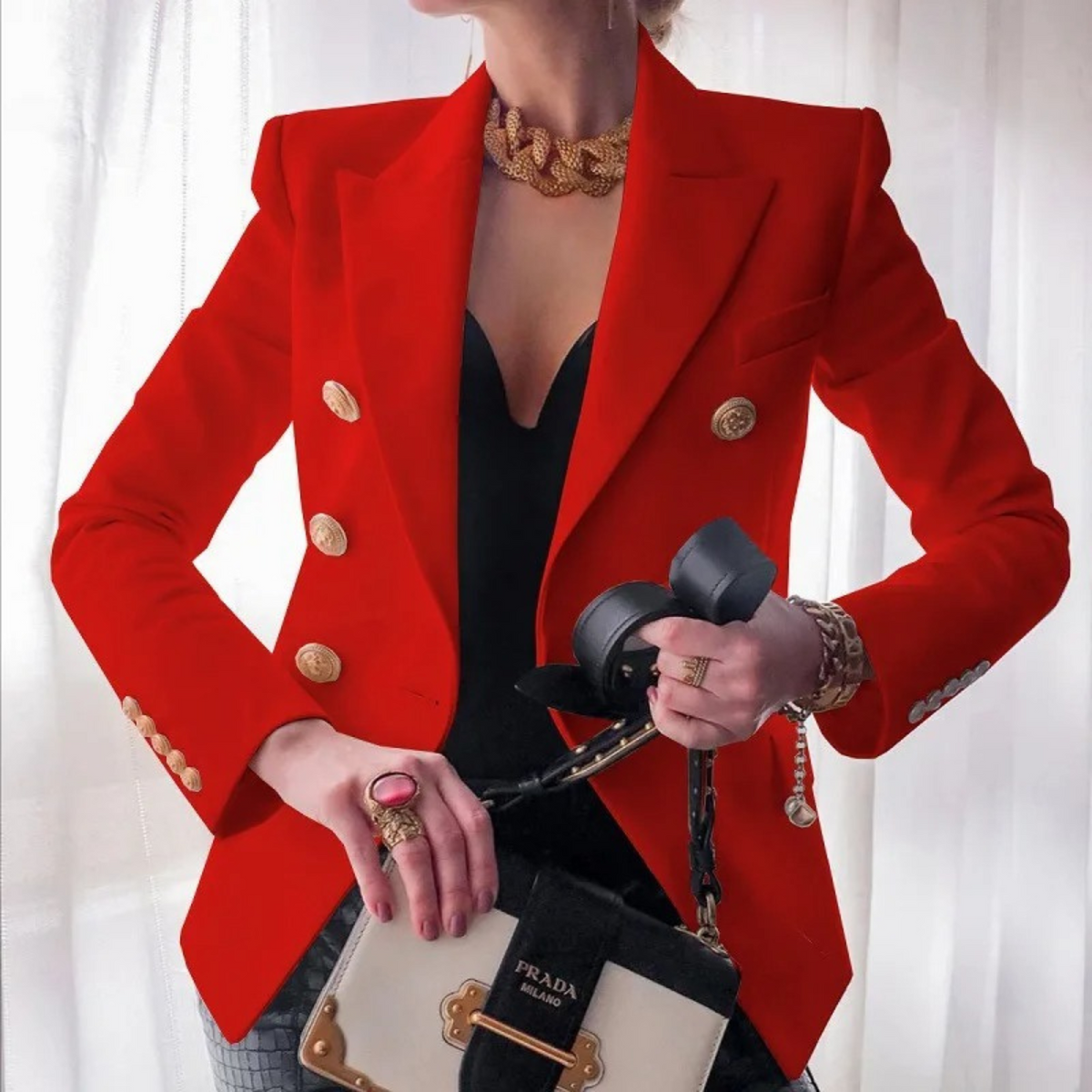 Odette | Women's Tailored Wool-Blend Double-Breasted Blazer