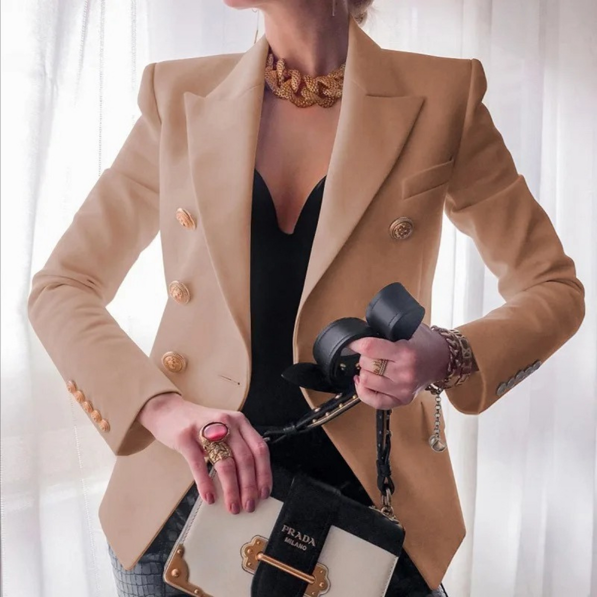 Odette | Women's Tailored Wool-Blend Double-Breasted Blazer