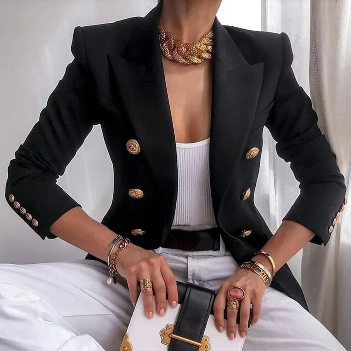 Odette | Women's Tailored Wool-Blend Double-Breasted Blazer