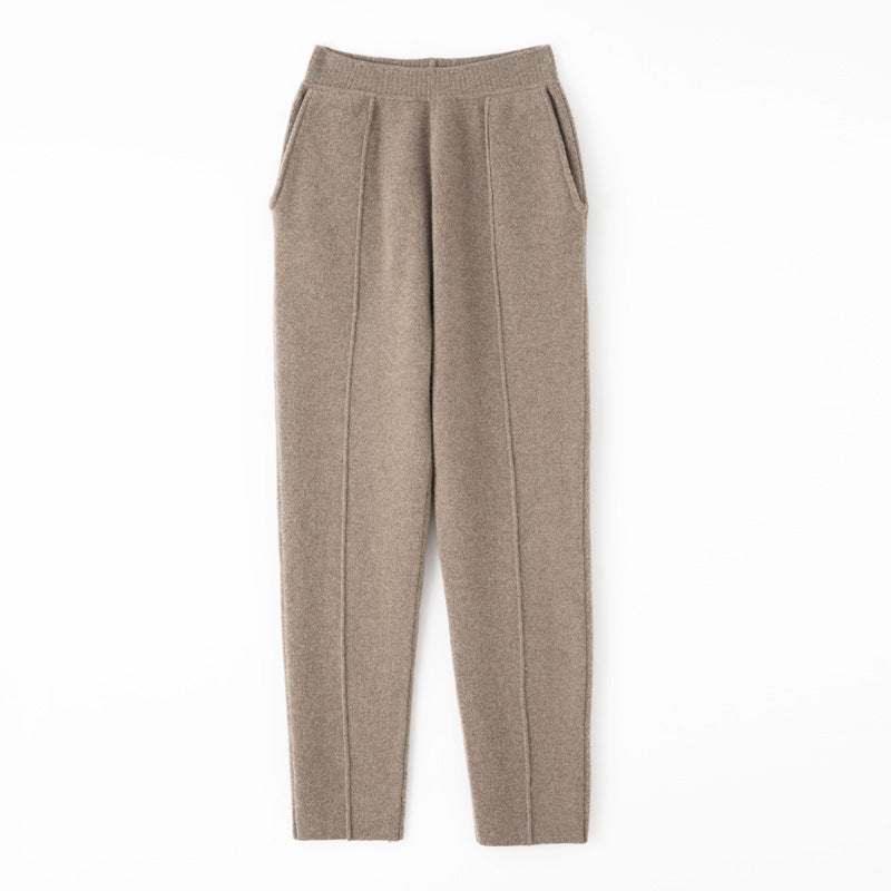 Juliet-Delia | Women's Tapered Wide-Leg Knit Trousers