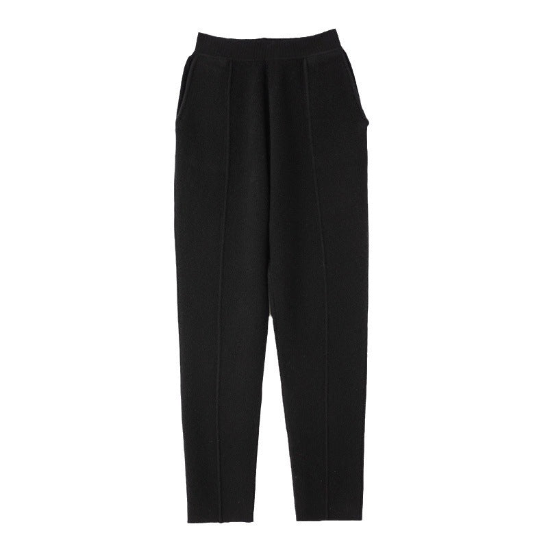 Juliet-Delia | Women's Tapered Wide-Leg Knit Trousers