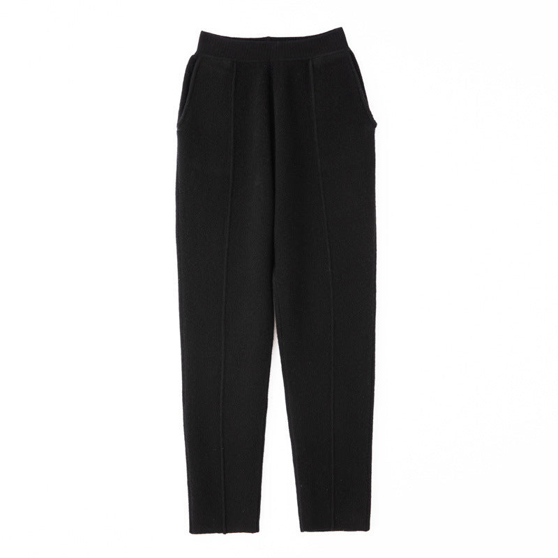 Juliet-Delia | Women's Tapered Wide-Leg Knit Trousers