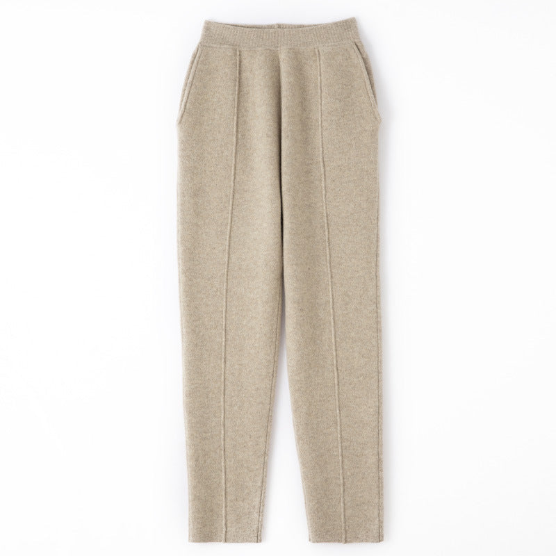 Juliet-Delia | Women's Tapered Wide-Leg Knit Trousers