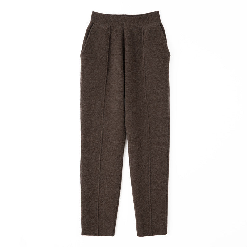 Juliet-Delia | Women's Tapered Wide-Leg Knit Trousers