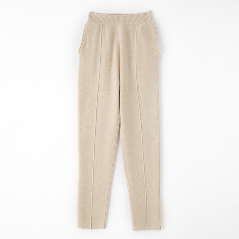 Juliet-Delia | Women's Tapered Wide-Leg Knit Trousers