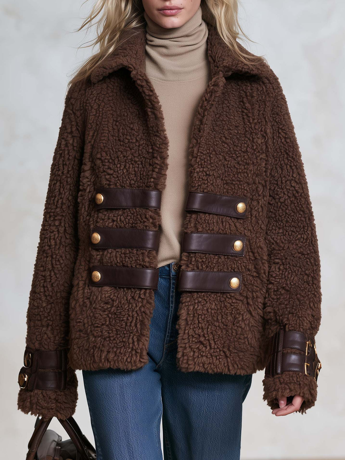 Rosemary-Nadine | Women's Teddy Sherpa Fleece Military Jacket