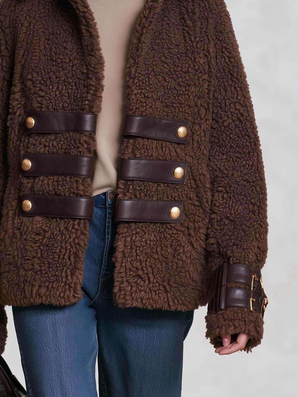 Rosemary-Nadine | Women's Teddy Sherpa Fleece Military Jacket