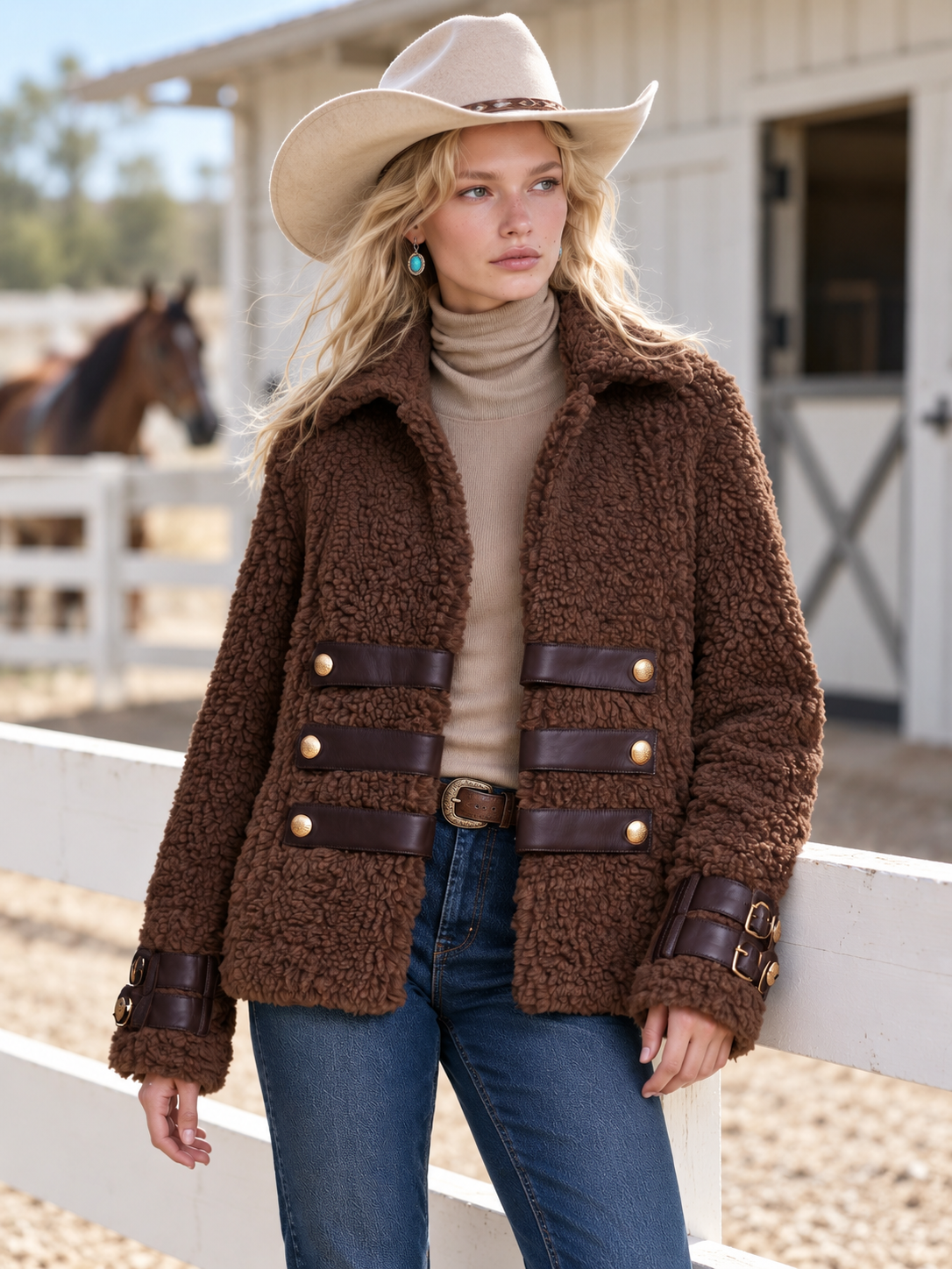 Rosemary-Nadine | Women's Teddy Sherpa Fleece Military Jacket