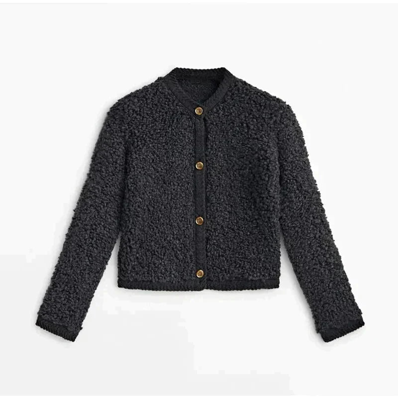 Mercedes | Women's Textured Button-Front Cropped Cardigan Jacket