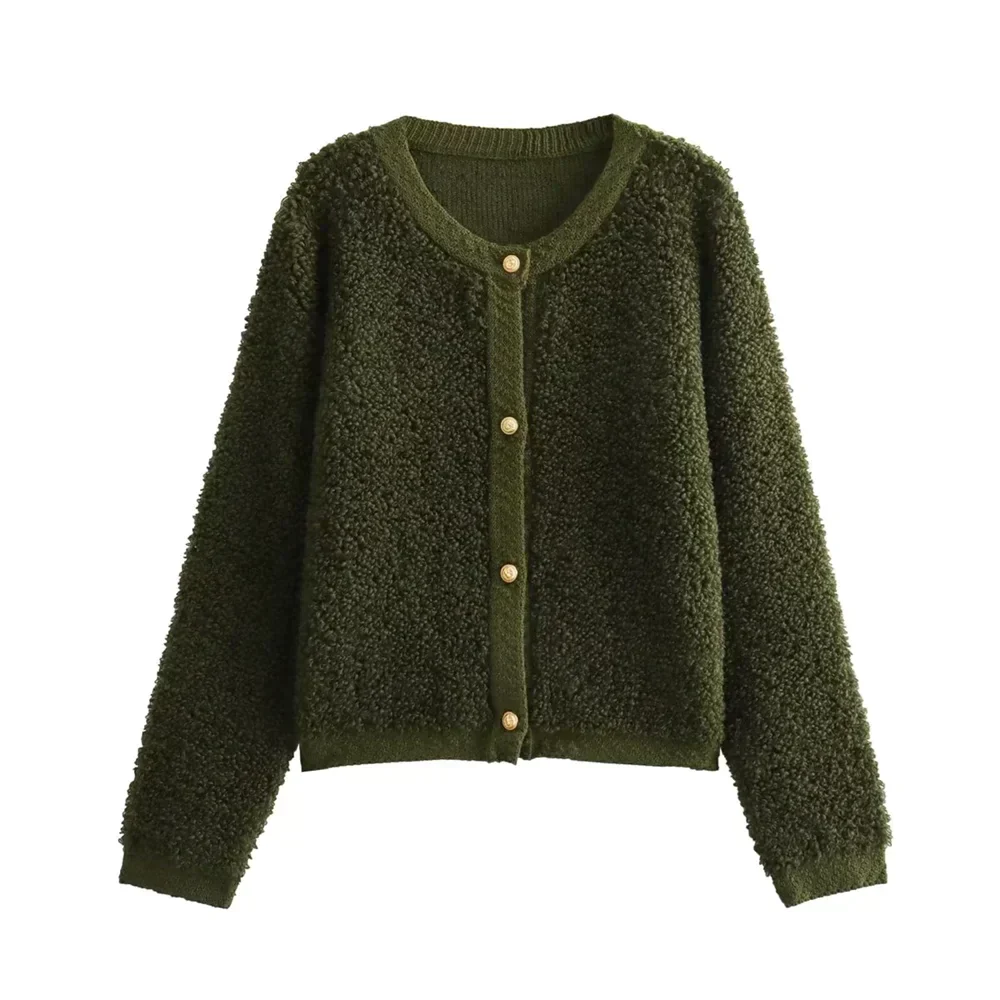 Mercedes | Women's Textured Button-Front Cropped Cardigan Jacket