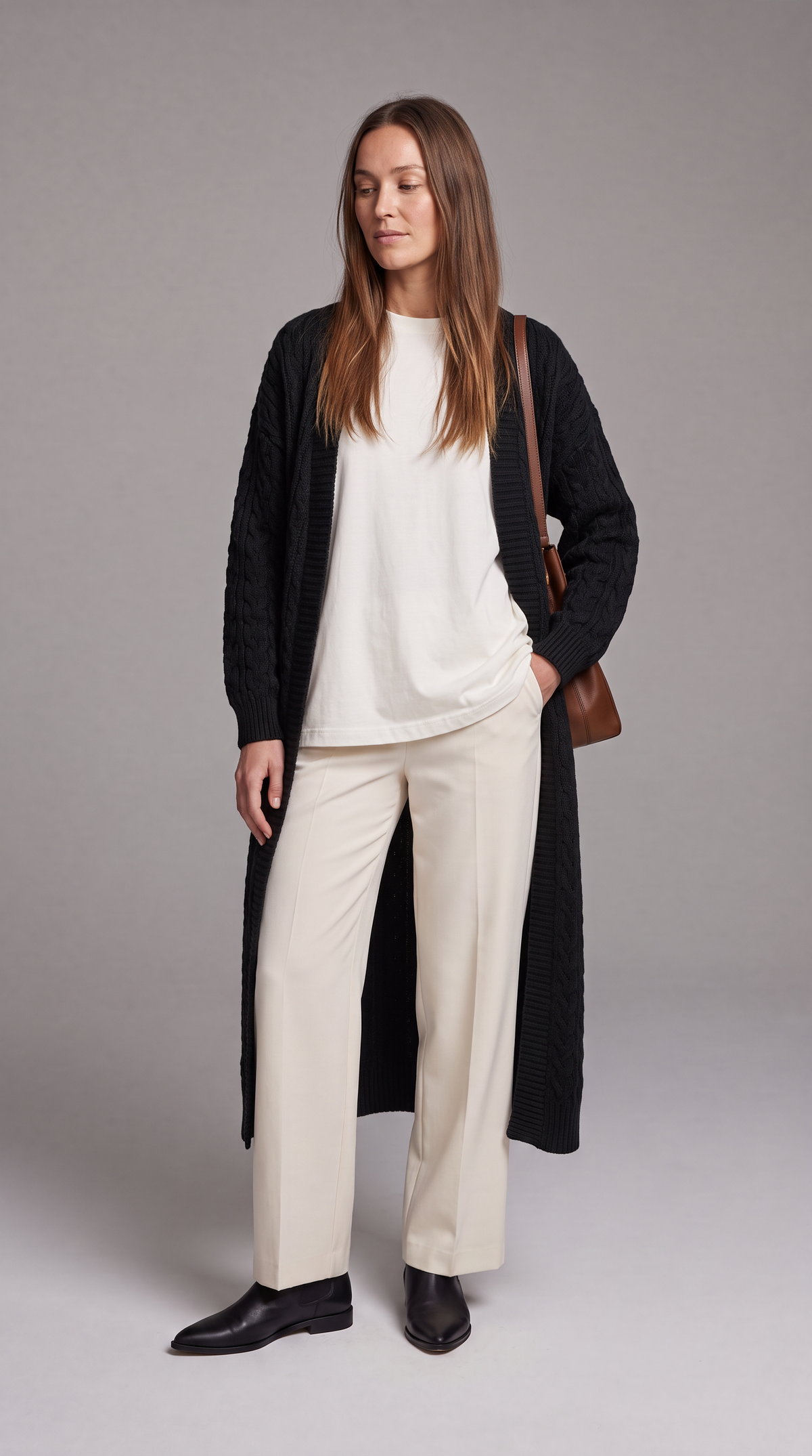 Ivy-Ursula | Women's Textured Knit Longline Gilet
