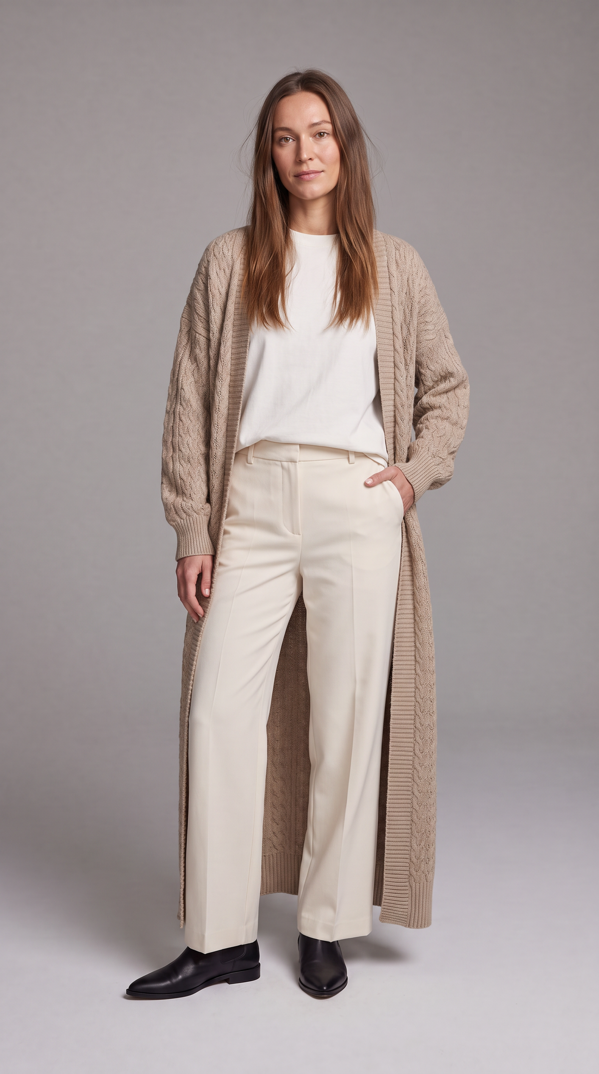Ivy-Ursula | Women's Textured Knit Longline Gilet