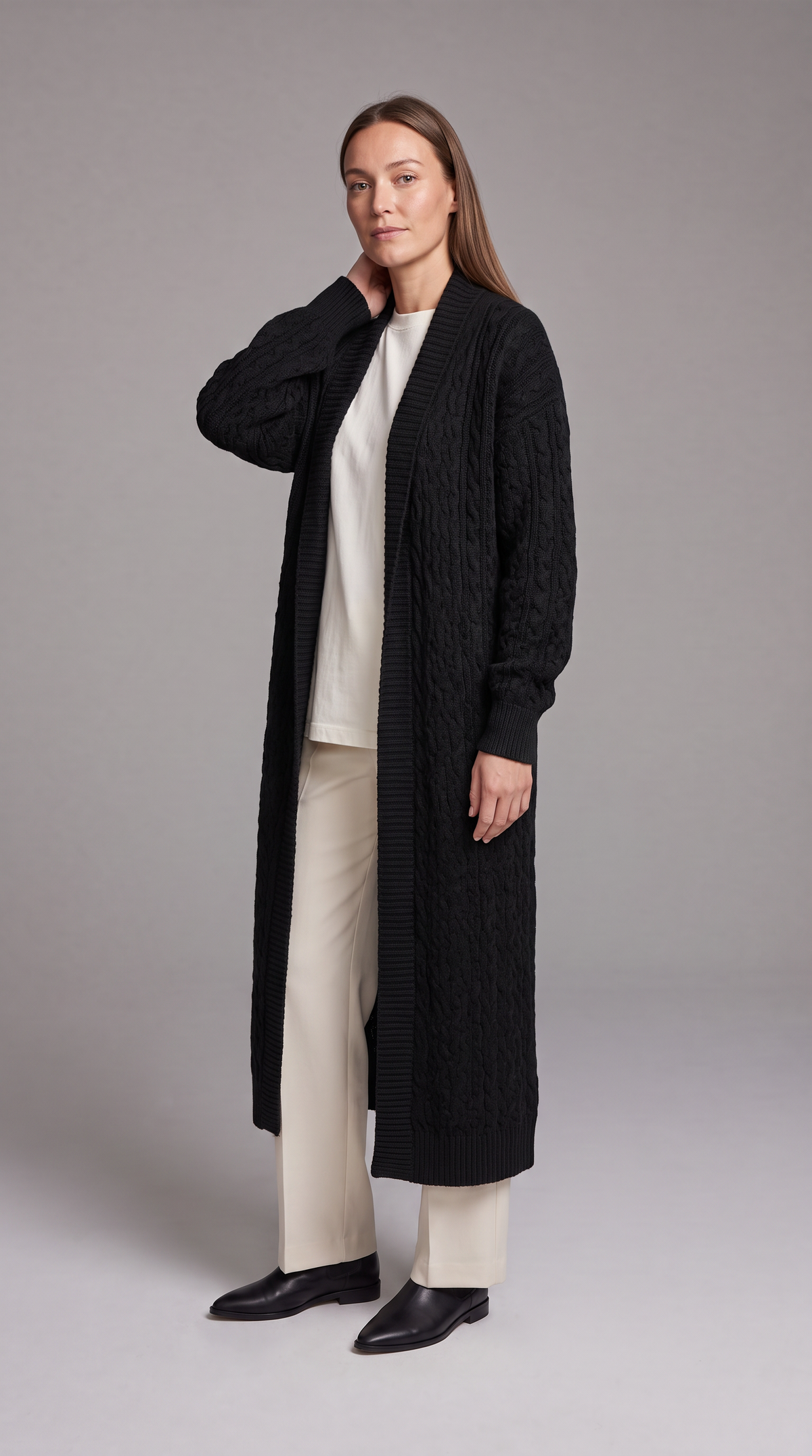 Ivy-Ursula | Women's Textured Knit Longline Gilet