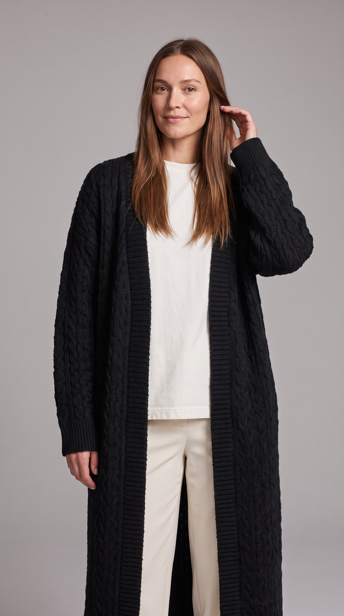 Ivy-Ursula | Women's Textured Knit Longline Gilet