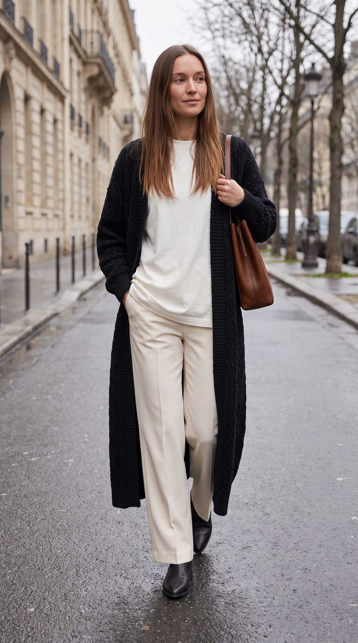 Ivy-Ursula | Women's Textured Knit Longline Gilet