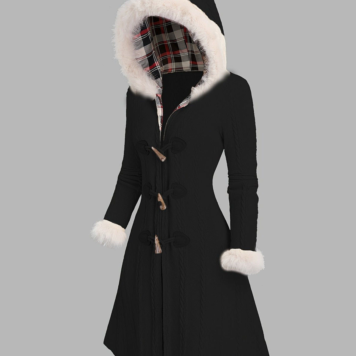 Ingrid | Women's Toggle-Button Hooded Puffer Coat