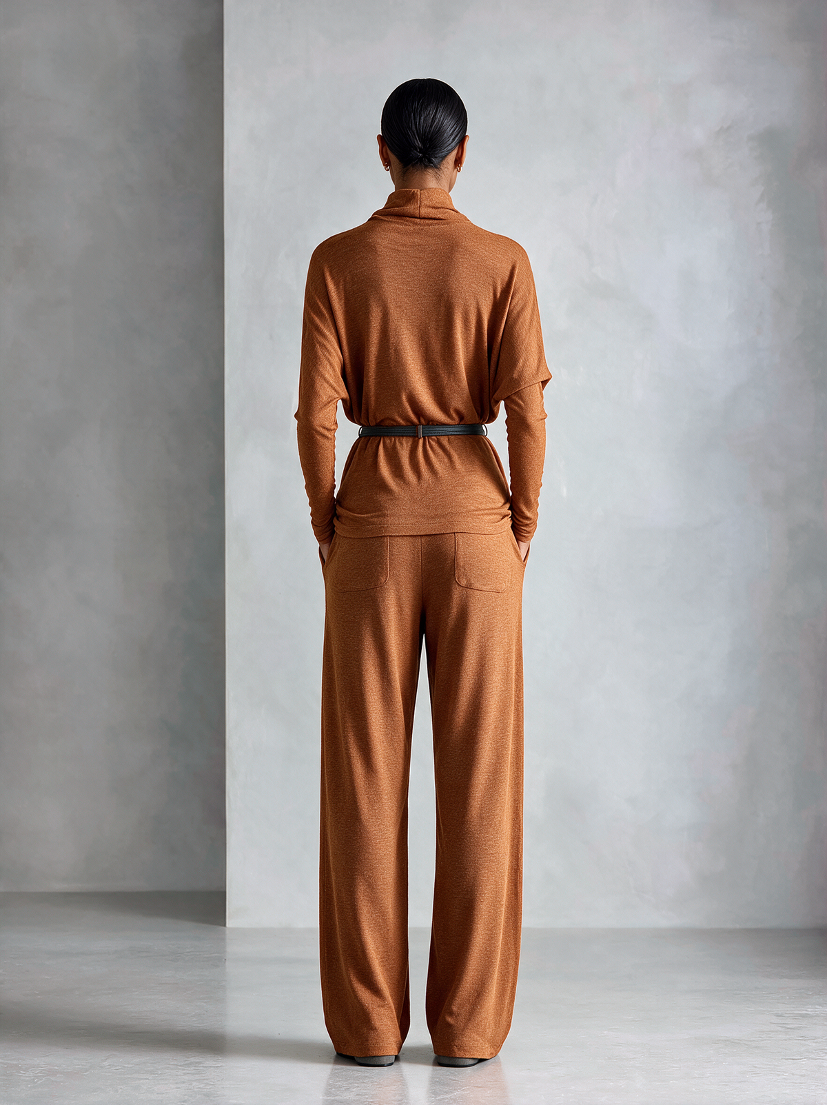 Ophelia | Women's Turtleneck Knit Top & Wide-Leg Trousers Set