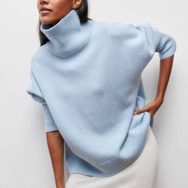 Magda-Veronica | Women's Turtleneck Short-Sleeve Knit Jumper