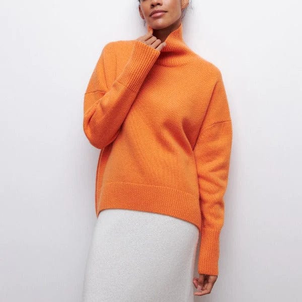 Magda-Veronica | Women's Turtleneck Short-Sleeve Knit Jumper