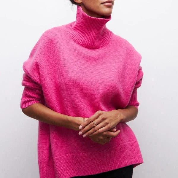 Magda-Veronica | Women's Turtleneck Short-Sleeve Knit Jumper