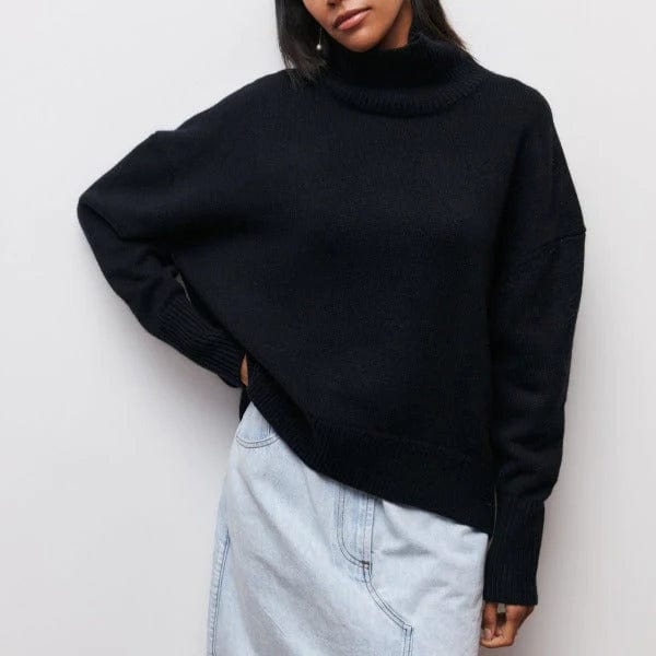 Magda-Veronica | Women's Turtleneck Short-Sleeve Knit Jumper