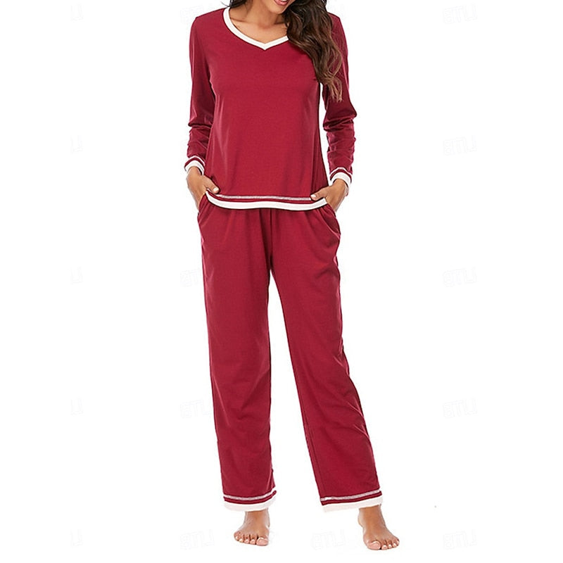 Viola-Mavis | Women's V-Neck Lounge Set