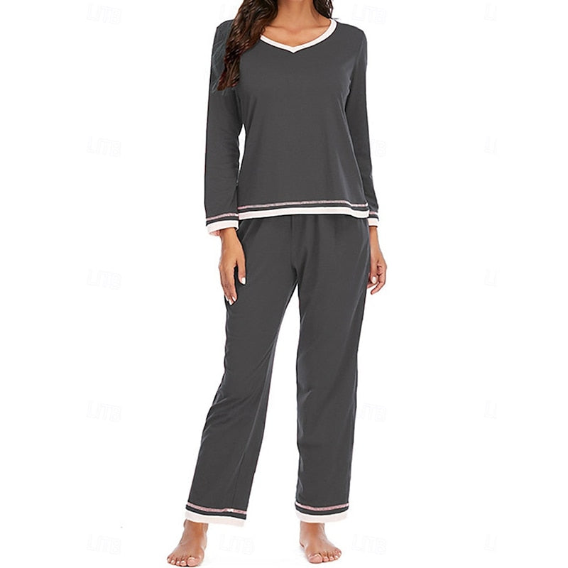 Viola-Mavis | Women's V-Neck Lounge Set