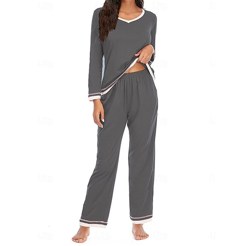 Viola-Mavis | Women's V-Neck Lounge Set