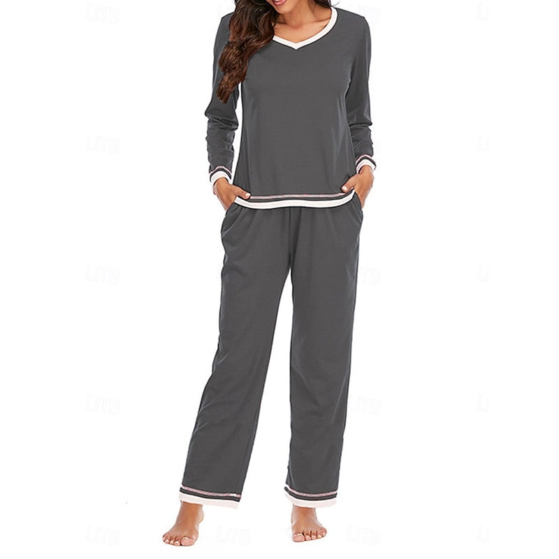 Viola-Mavis | Women's V-Neck Lounge Set