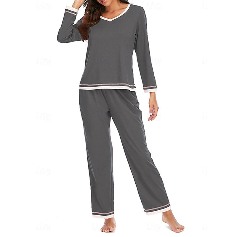 Viola-Mavis | Women's V-Neck Lounge Set