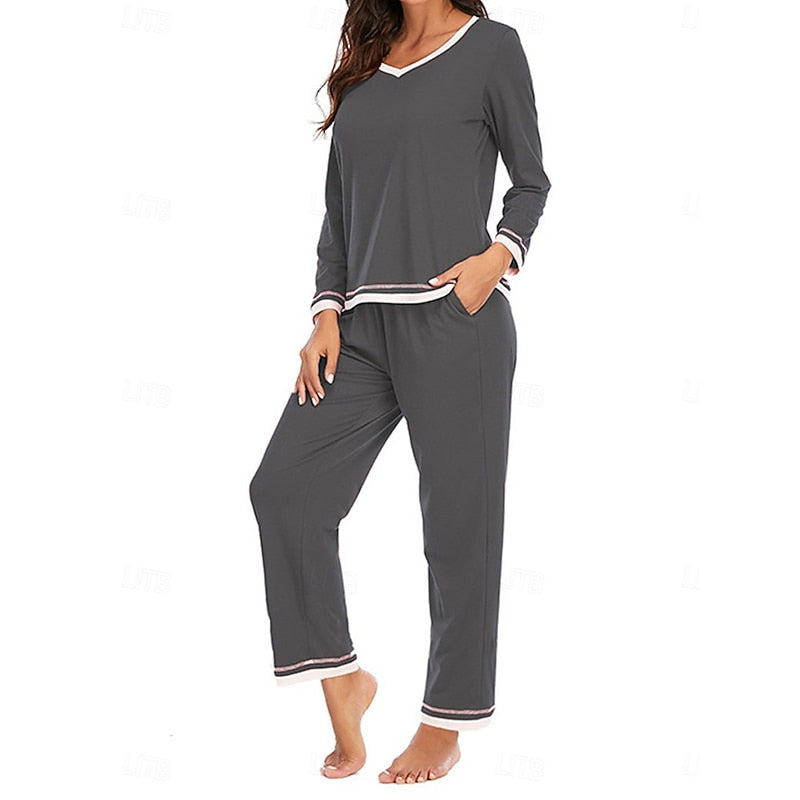 Viola-Mavis | Women's V-Neck Lounge Set