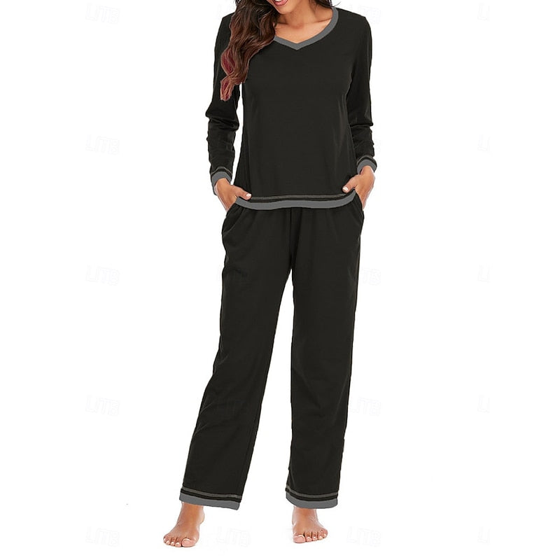 Viola-Mavis | Women's V-Neck Lounge Set
