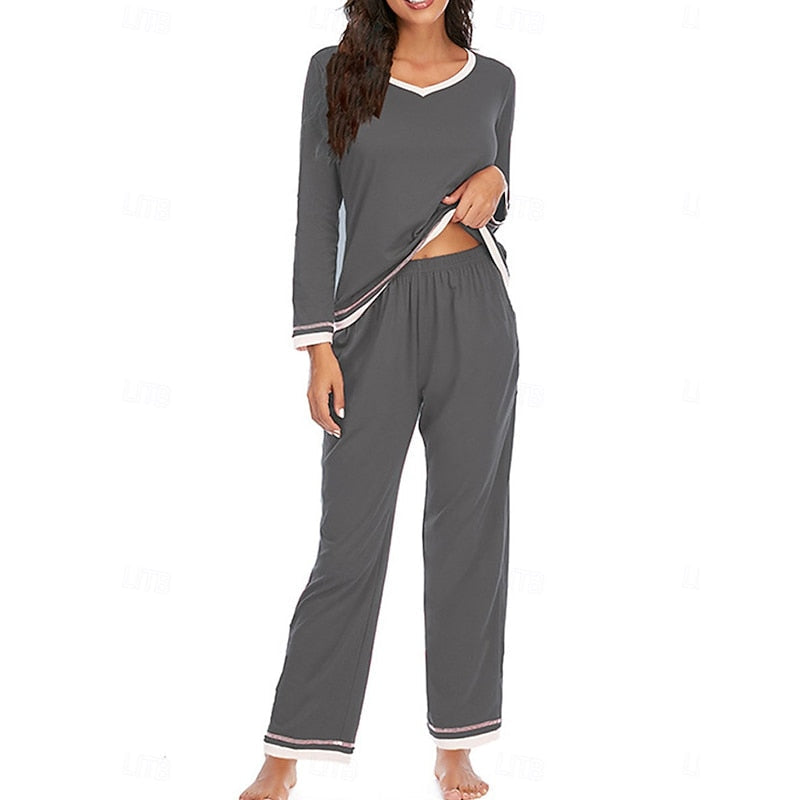 Viola-Mavis | Women's V-Neck Lounge Set