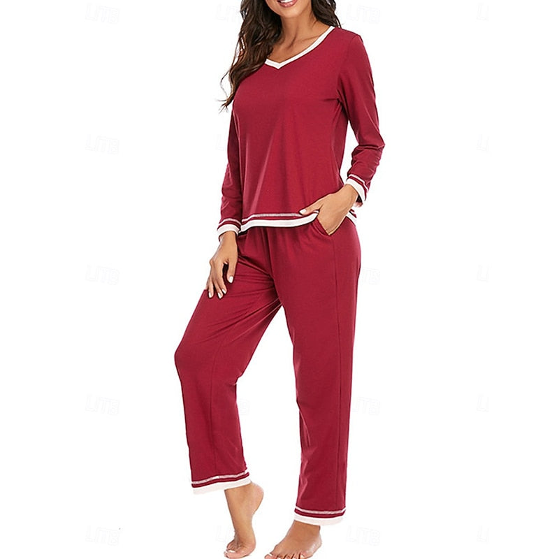 Viola-Mavis | Women's V-Neck Lounge Set