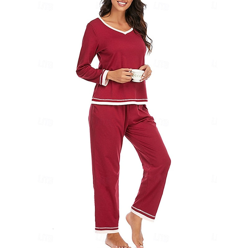 Viola-Mavis | Women's V-Neck Lounge Set