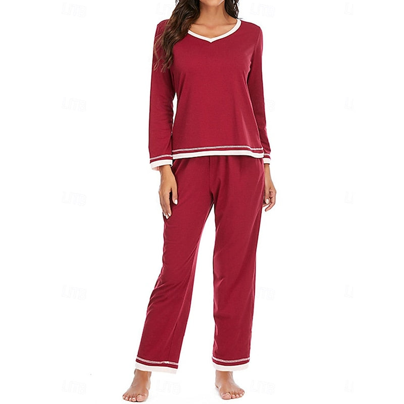 Viola-Mavis | Women's V-Neck Lounge Set