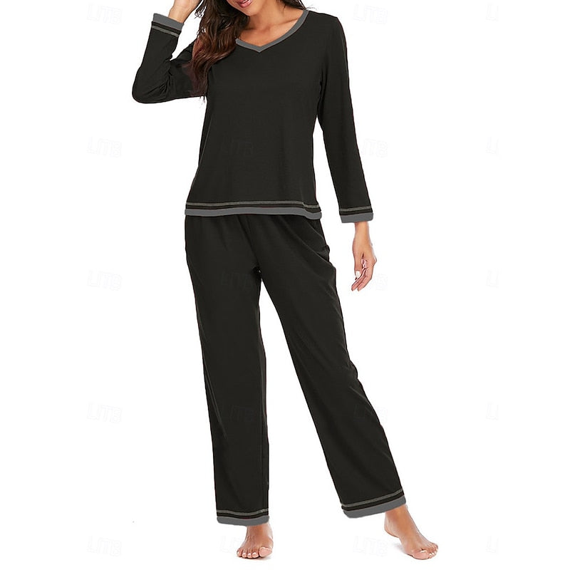 Viola-Mavis | Women's V-Neck Lounge Set