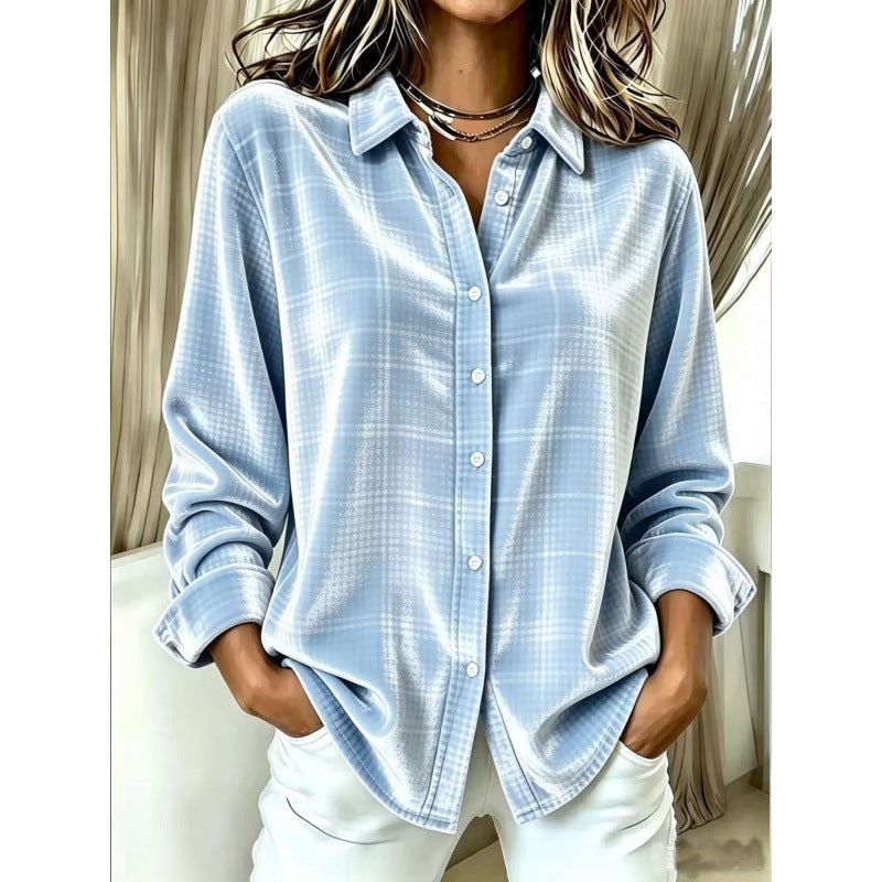 Cordelia | Women's Velvet Check Oversized Blouse
