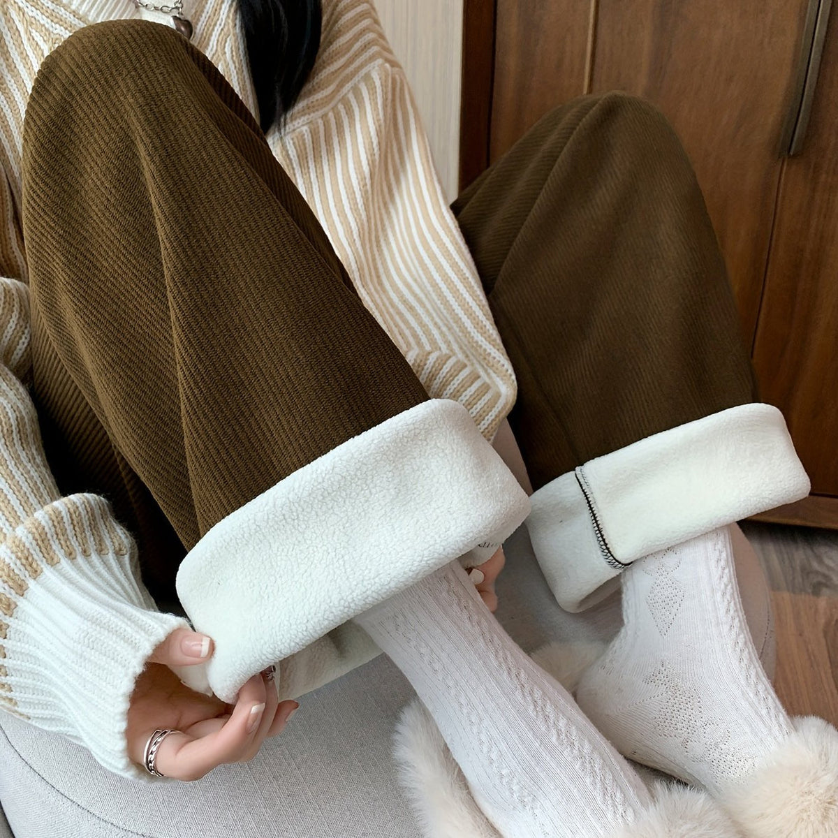 Adele-Agnes | Women's Wide-Leg Fleece-Lined Lounge Pants