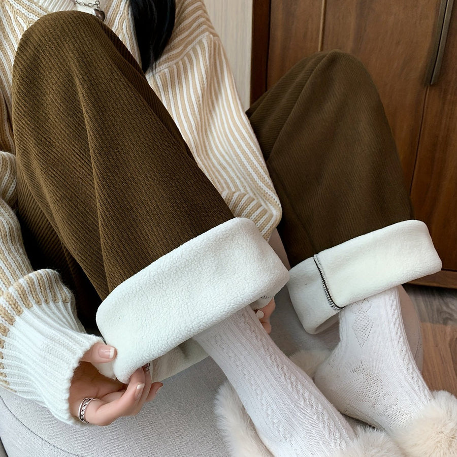 Adele-Agnes | Women's Wide-Leg Fleece-Lined Lounge Pants
