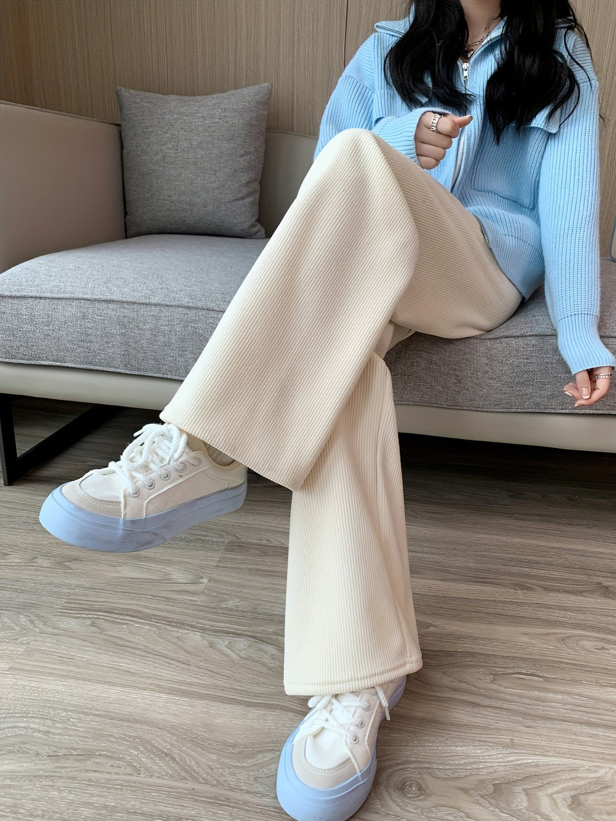 Adele-Agnes | Women's Wide-Leg Fleece-Lined Lounge Pants