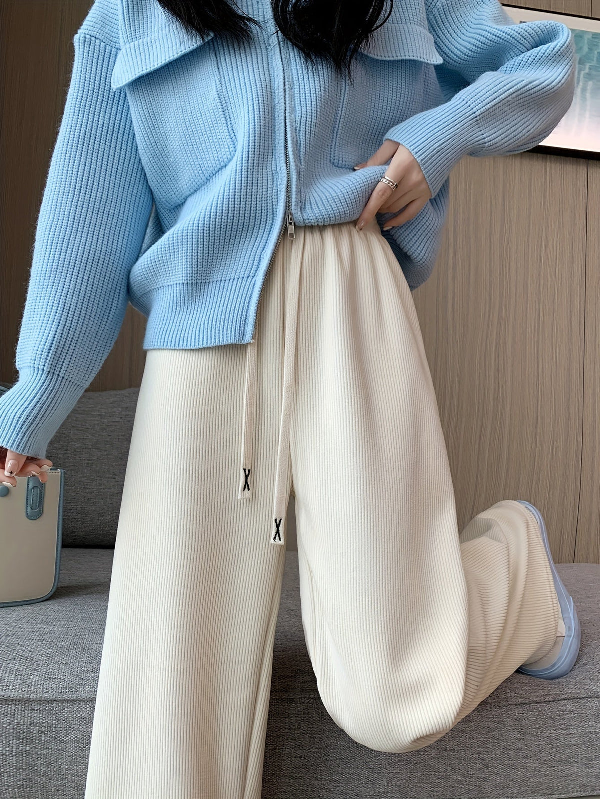Adele-Agnes | Women's Wide-Leg Fleece-Lined Lounge Pants