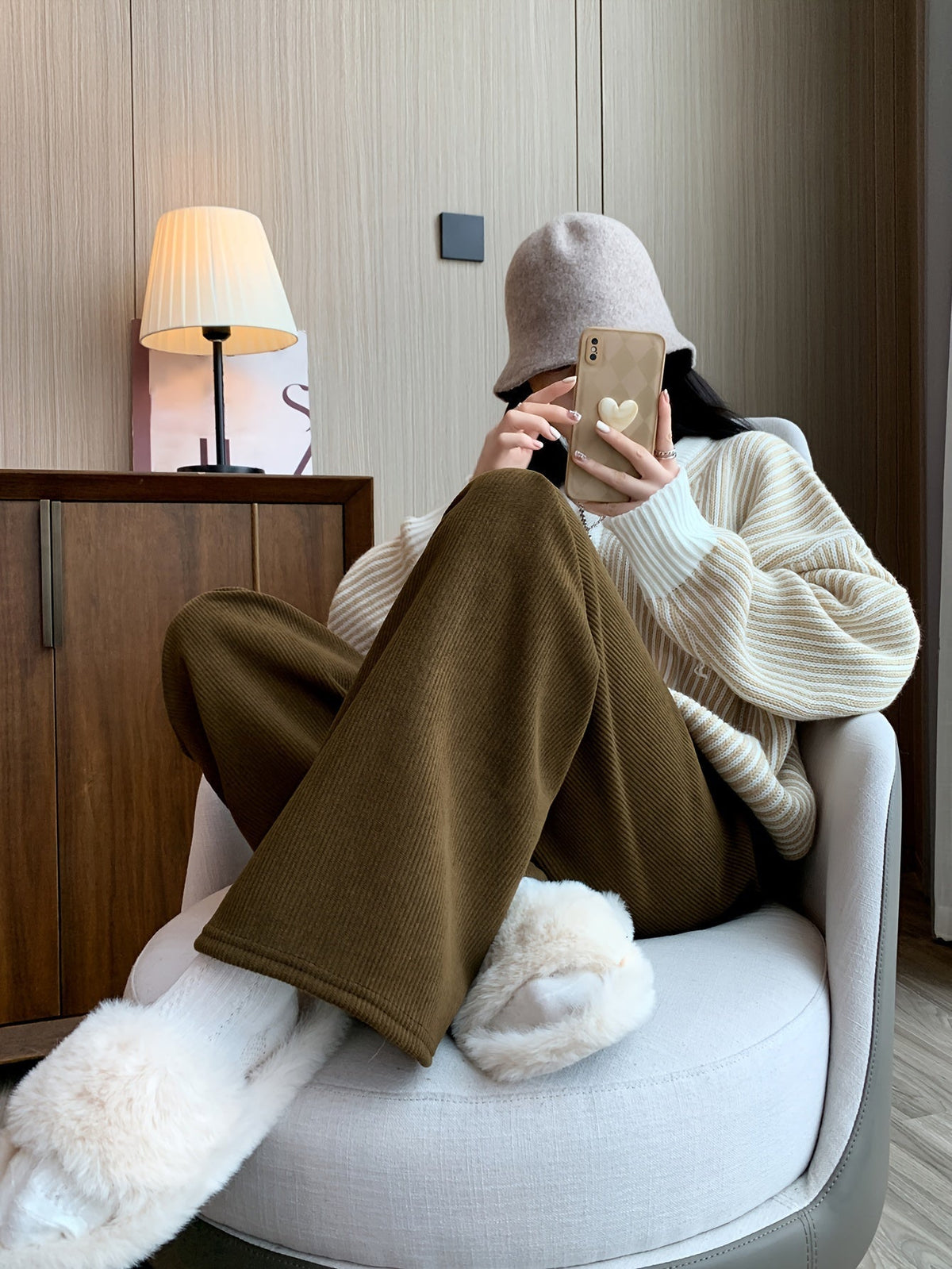 Adele-Agnes | Women's Wide-Leg Fleece-Lined Lounge Pants