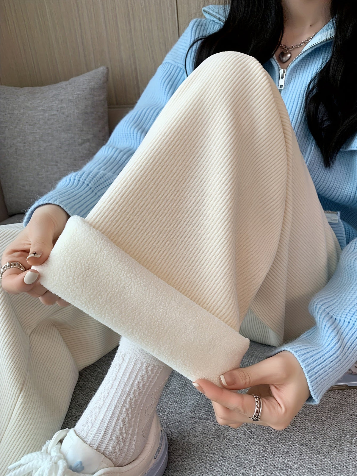 Adele-Agnes | Women's Wide-Leg Fleece-Lined Lounge Pants