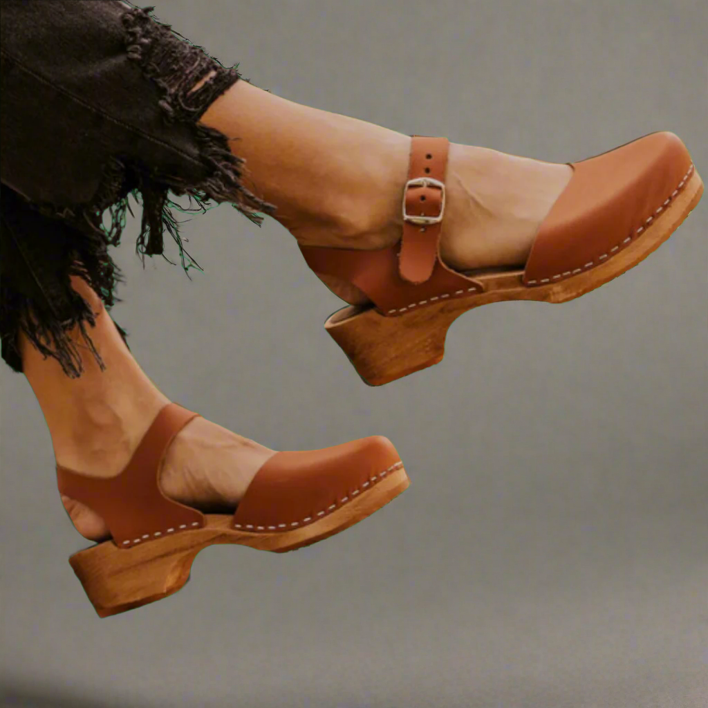 Cecile-Stella | Women's Wood-Sole Buckle-Strap Platform Sandals